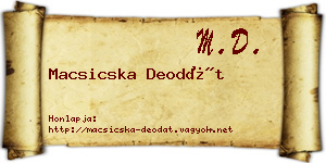 Macsicska Deodát névjegykártya